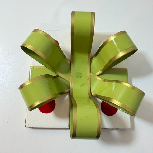 BALLARD DESIGNS Gift Box Stocking Hanger Polka Dot Metal Bow Box RARE RETIRED! - Picture 10 of 13